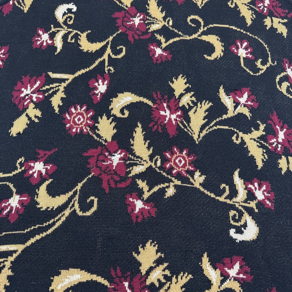 Neiman Marcus Exclusive100% Silk intarsia Floral Sleeveless Sweater‎ Black Large - Picture 4 of 8